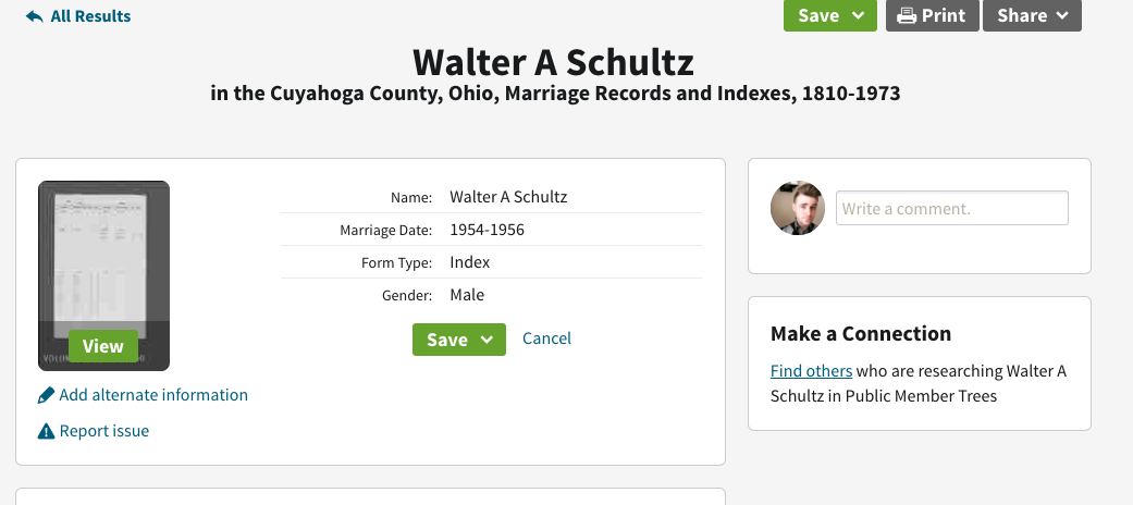 Record result from Ancestry.com 2018
