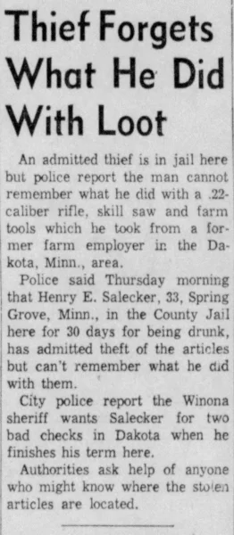 The La Crosse Tribune, La Crosse WI. 5 Jun 1958. Accessed via Newspapers.com 