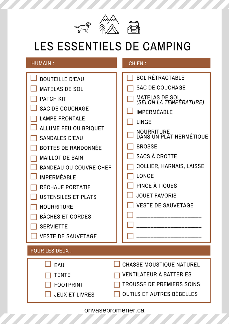 Checklist du matériel pour partir en camping