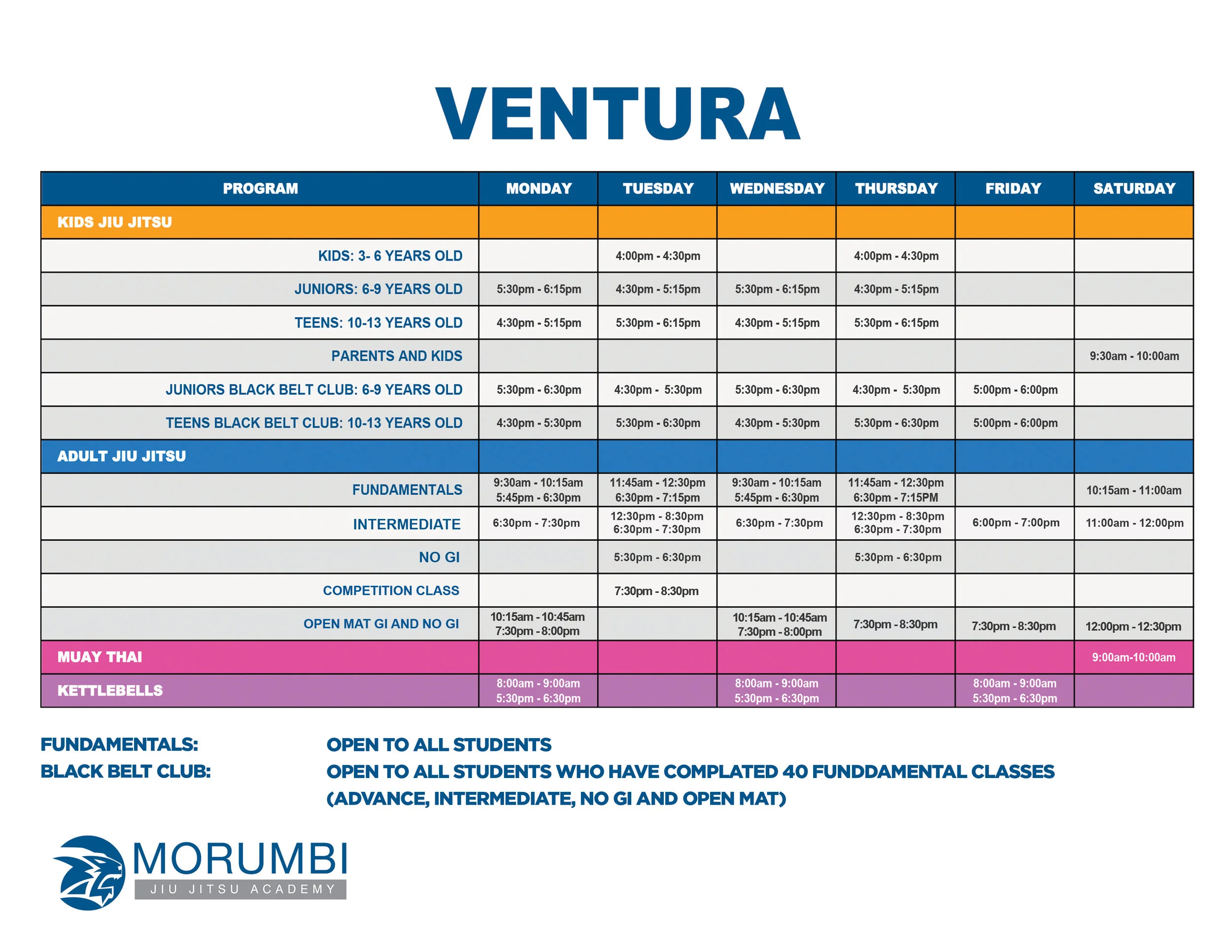 Small Change in Ventura Schedule