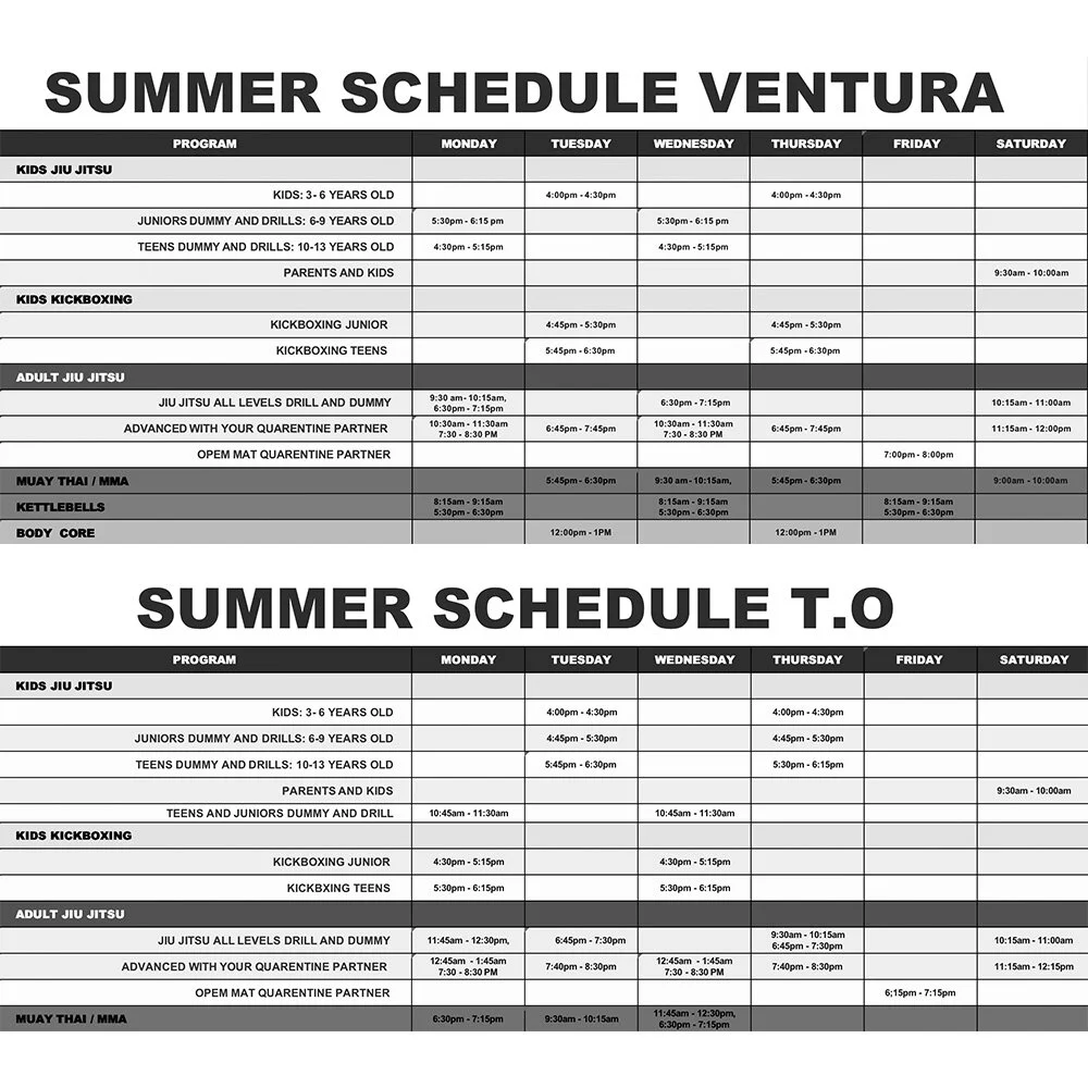 Summer Schedule 2020