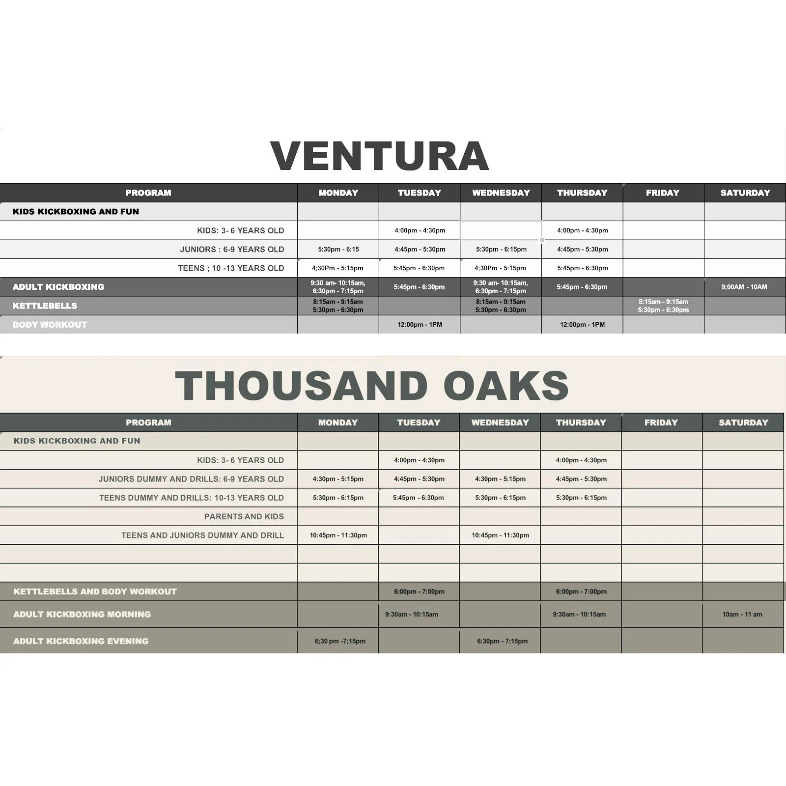 Updated Schedule - July 16