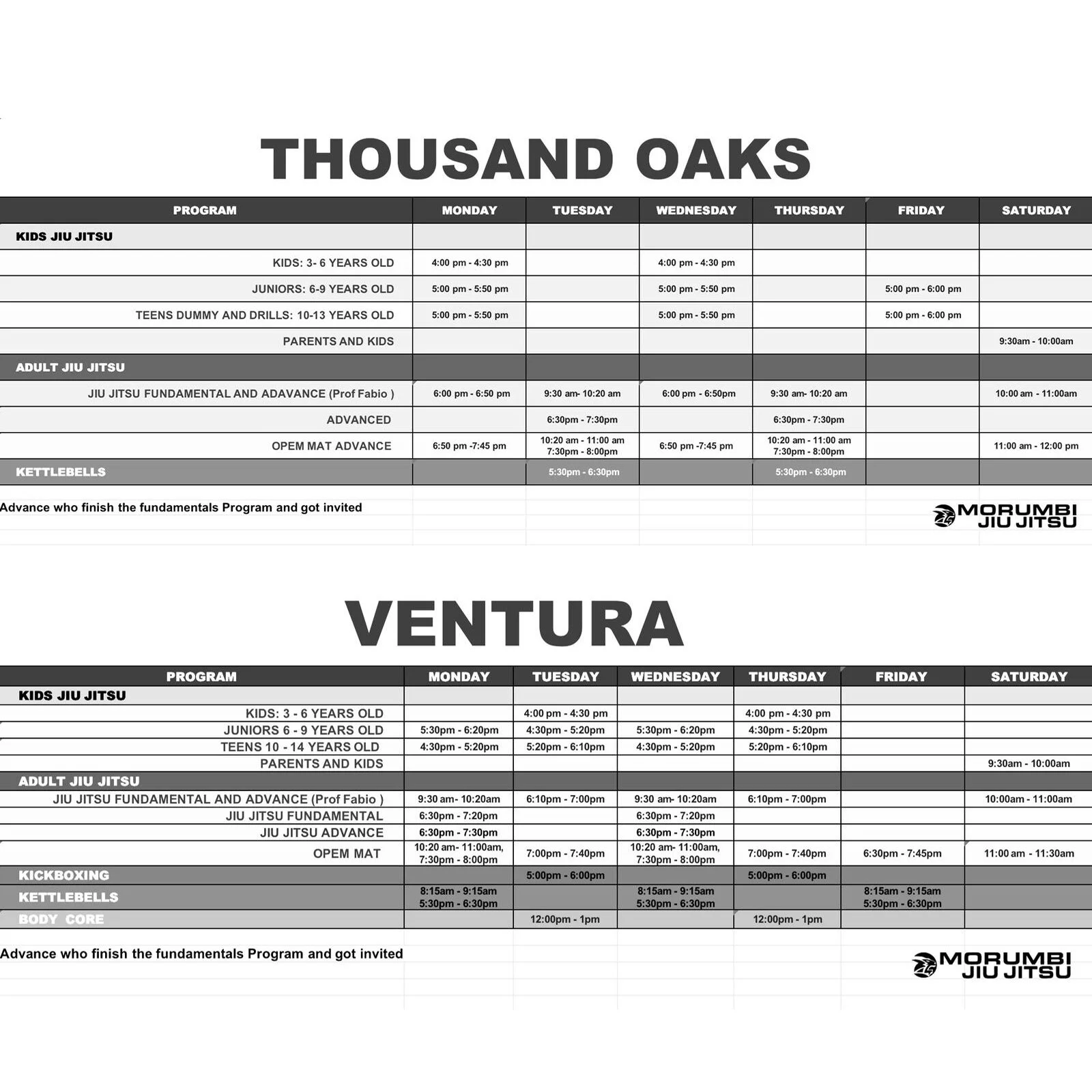 New Schedule Starting 10/19