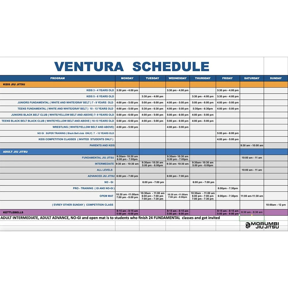 New Schedule for Ventura Starting October 2nd!