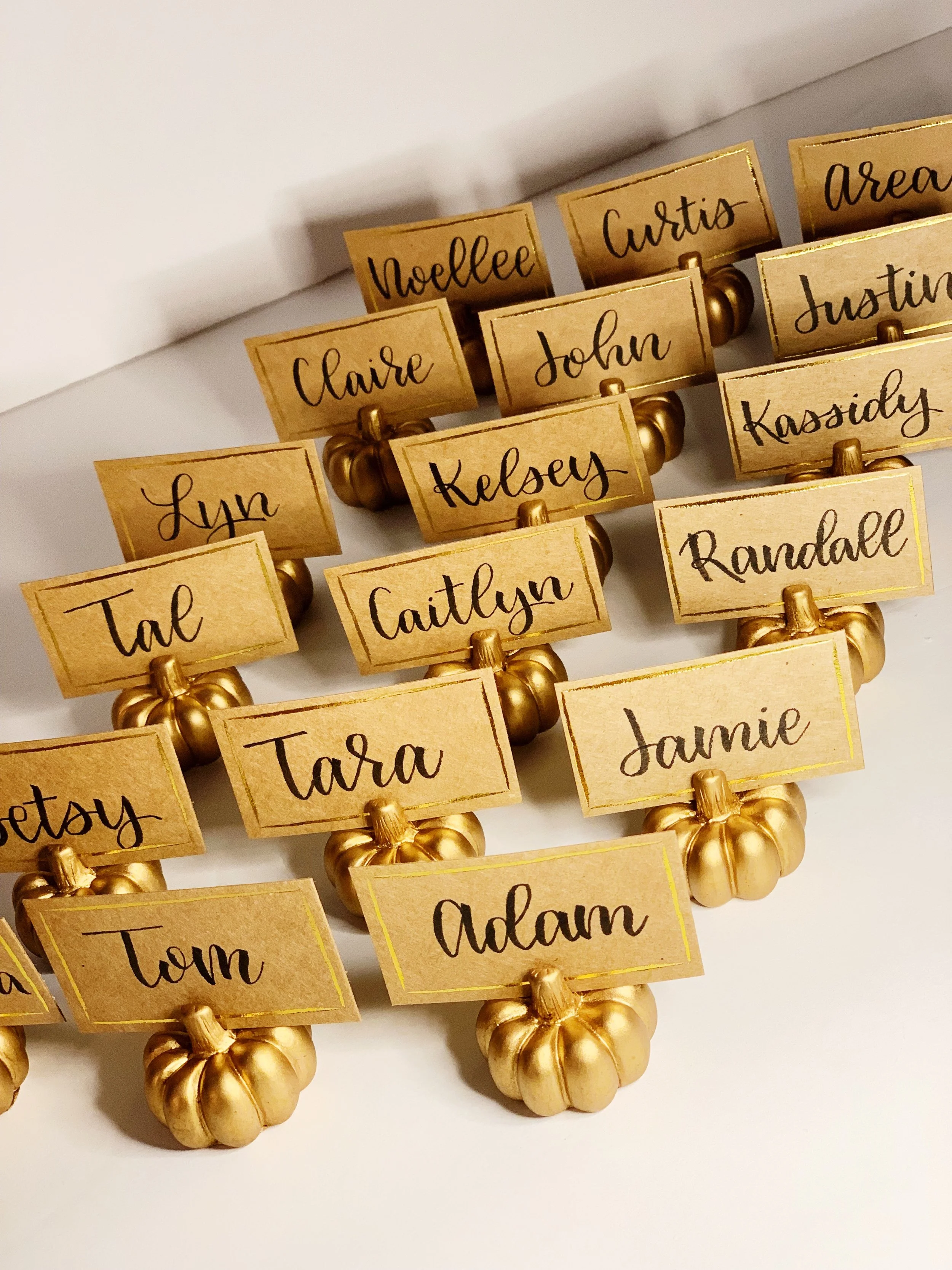 6 Gold Pumpkin Placecard Settings
