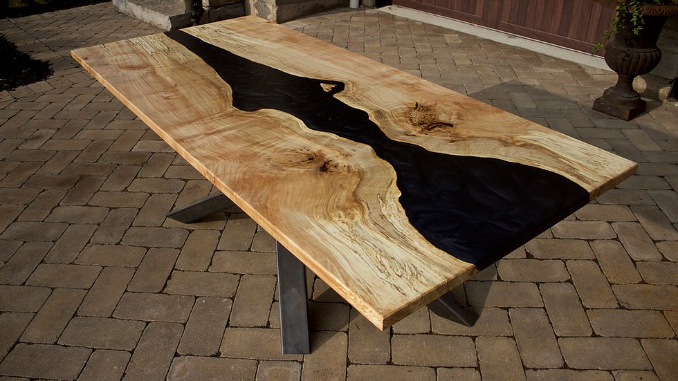 Black Epoxy River Walnut Table - Woodify USA