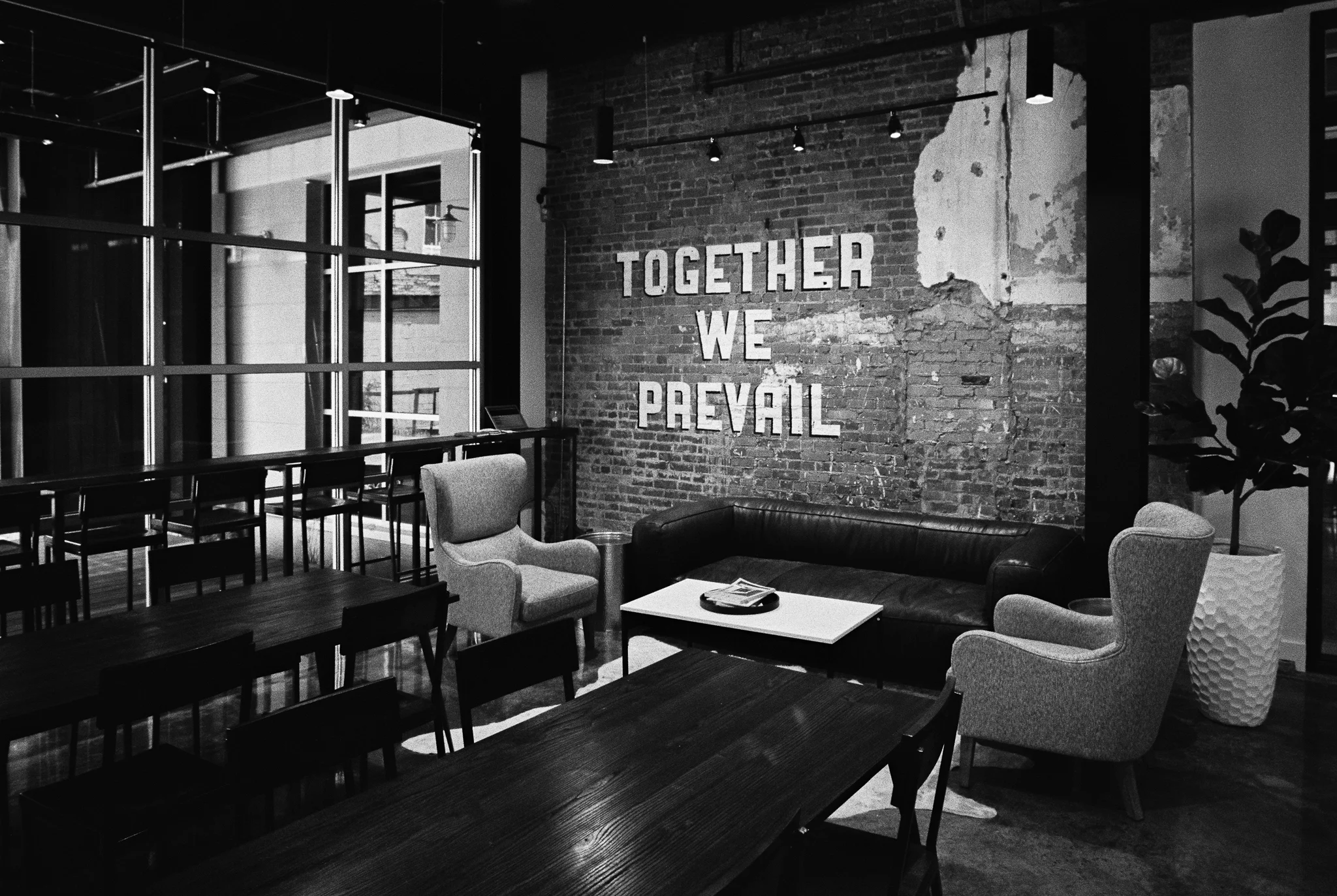 Prevail Coffee in the new Kress on Dexter, a mixed-use historical building. We came here for our morning coffee and a glass of wine in the pocket park in the evening! Photo via