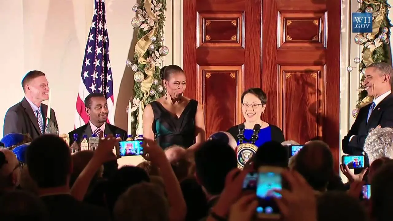 Rabbi Buchdahl with President and Mrs. Obama at a Hanukkah ceremony at the White House in 2014