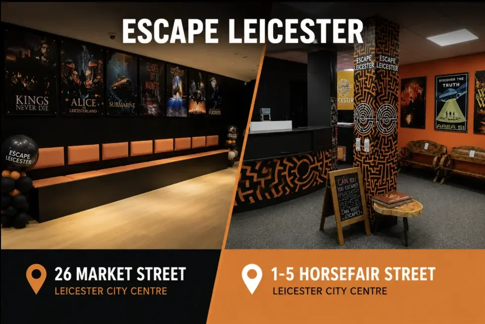 Escape Leicester escape room venue in Leicester city centre with locations on Market Street and Horsefair Street