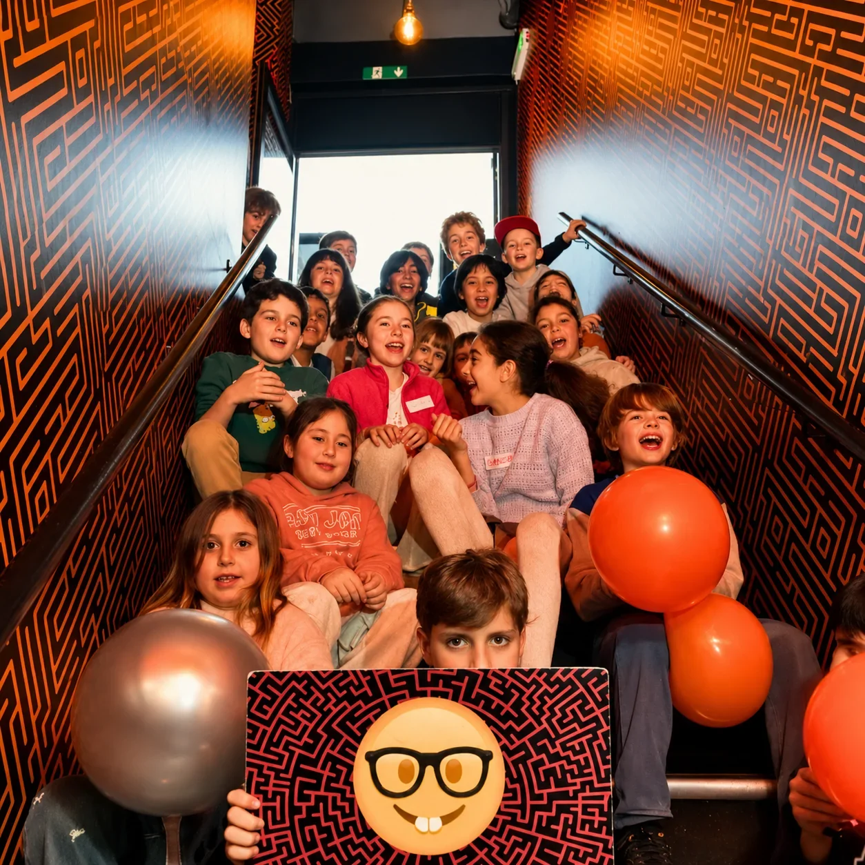 Students celebrating after a successful school trip escape room at Escape Leicester
