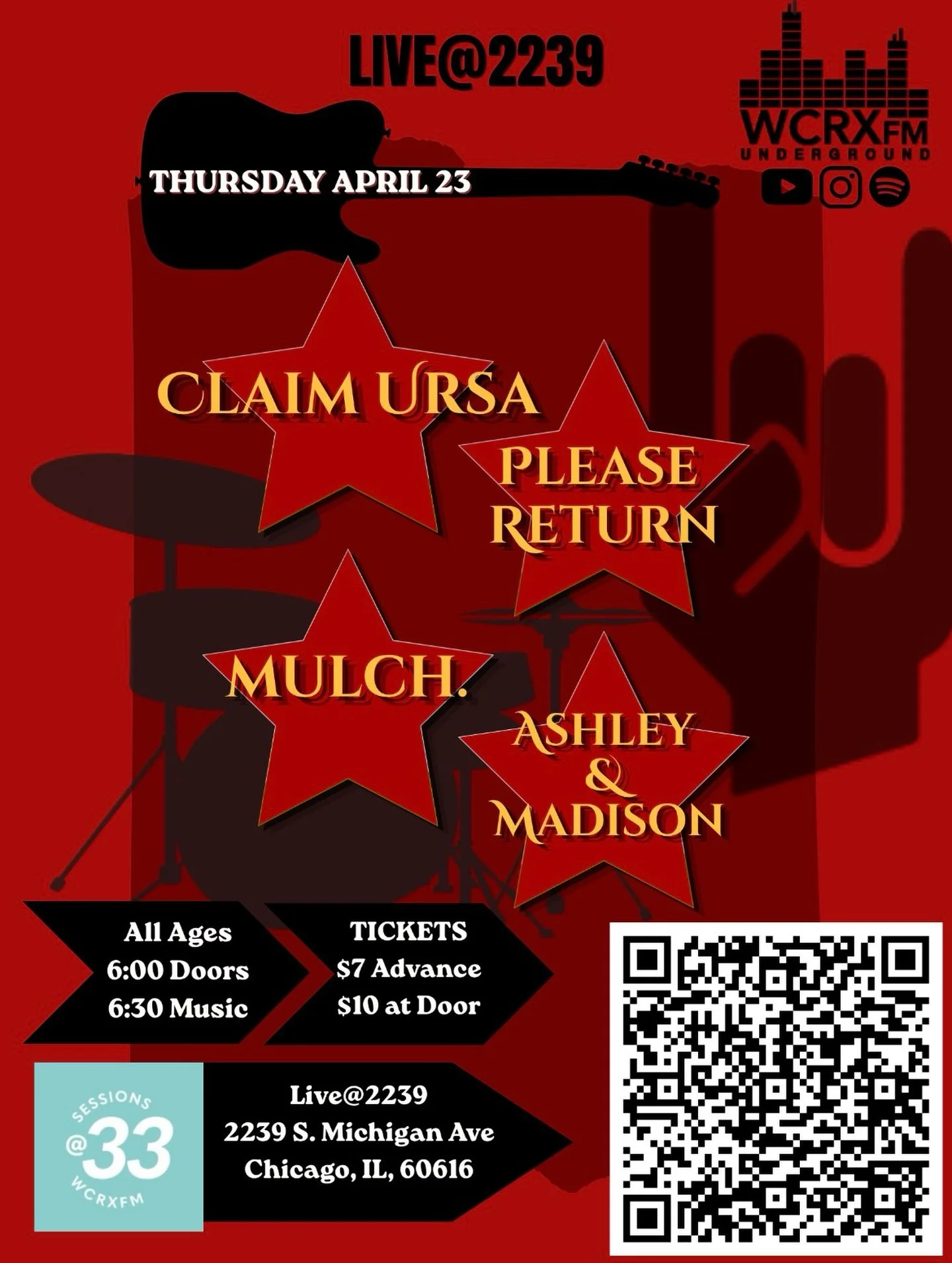 Heavy night at @liveat2239 ‼️🎸🤘
Another head banging @sessions33_ccc show!!! 
 
Artists: @claimursa
 @pleasereturnband @mulch.band.official
 @ashley_lahay &amp; @padison.malmer 

#heavymetal #localmusic #rock #localshow #columbiacollegechicago