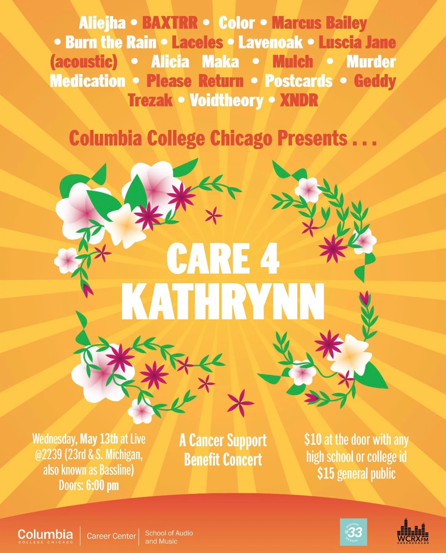 Come support Care 4 Kathrynn May 13th, a benefit show for our own Columbia College student, Kathrynn, who is battling cancer.  We have some amazing bands so pop out for some good music and a good cause!! Tickets in Bio 🎟️

📍2239 S Michigan Ave
⏰ Do