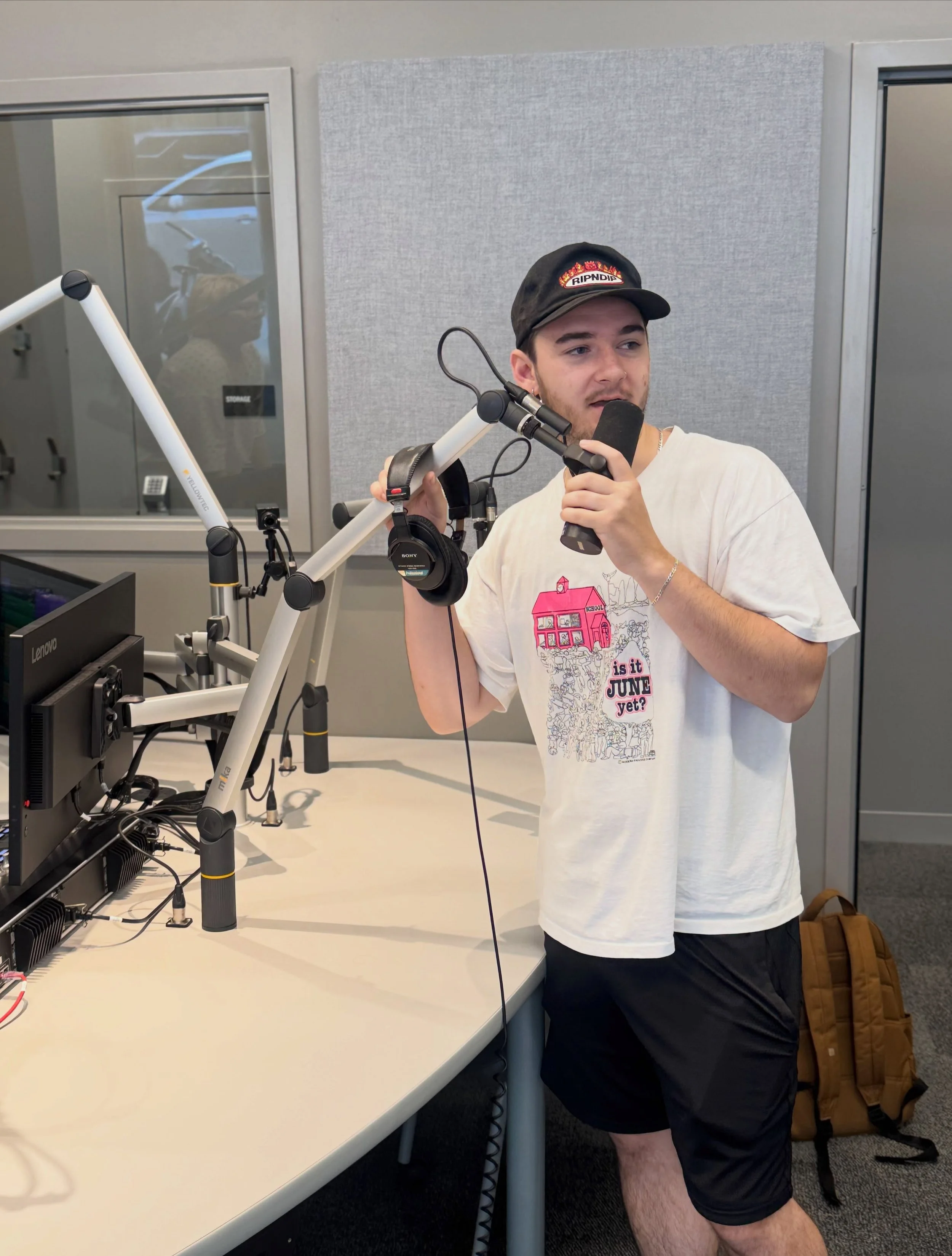 Puttin in work 🎙️🎧 We took a tour and trained on the new studio setup today. More radio, podcasts, and our version of Tiny Desk concerts on deck. Swipe to the last slide to see how we really feel. 

We can&rsquo;t wait for you to see it! What do yo