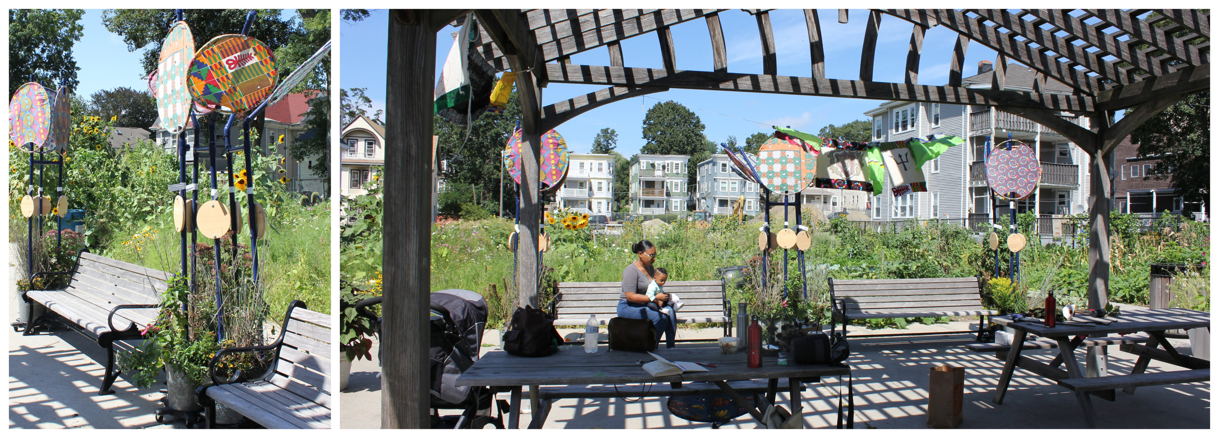 New location for Pollinator Pots and Shade Flowers at the benches by the Central Pavilion
