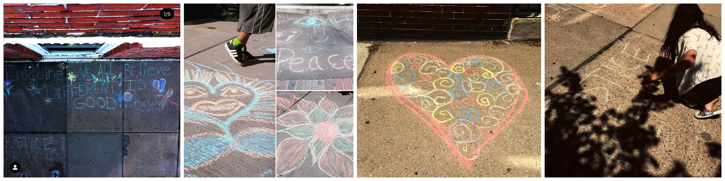 June 13: Imagine Racial Justice community chalk art around Chelsea! “Imagine we all believe different is good!”