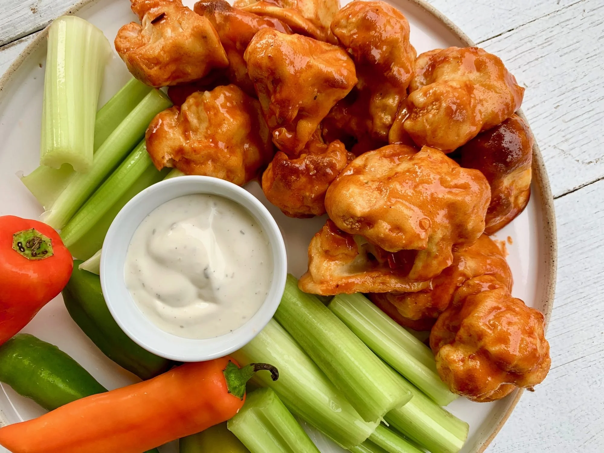 Cauliflower Buffalo Bites (Healthy Version)