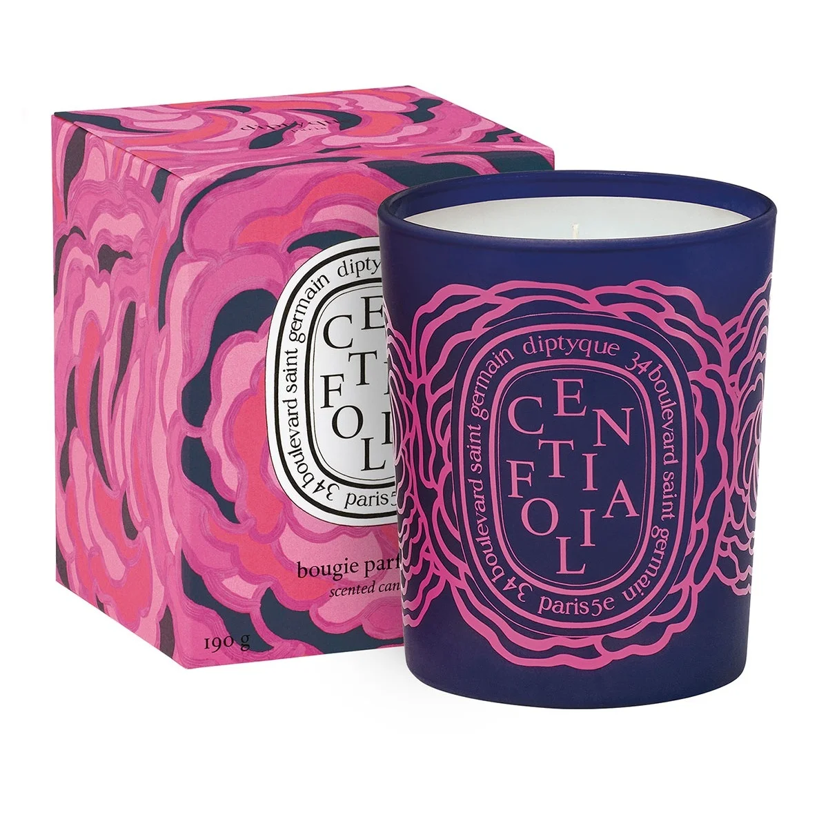 This limited-edition candle is named after a rose variety native to the Grasse region of France, also known as the ‘May’ rose. The name ‘Centifolia’ refers to the profusion of petals on each flower, a feature that inspired the navy-and-pink jar and packaging. Centifolia candle, $72, Diptyque