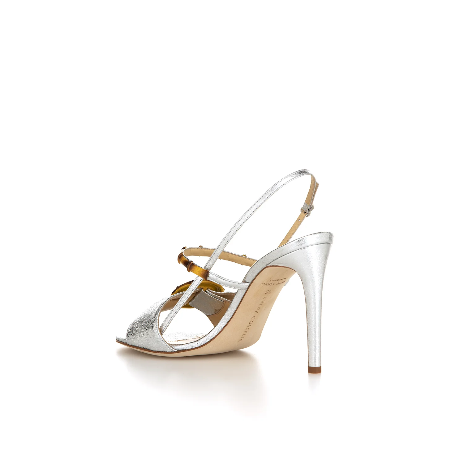 CELESTE BUCKLE SANDAL SILVER LEATHER - CHLOE GOSSELIN