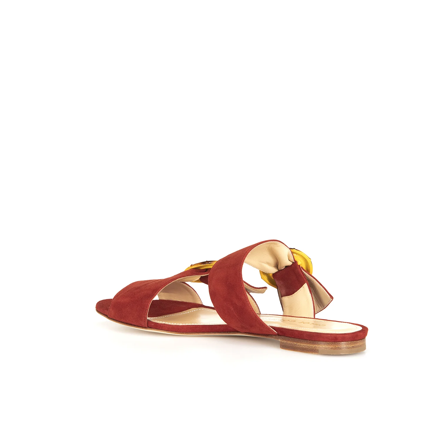 PATTI RUSSET SUEDE FLAT BUCKLE SANDAL - CHLOE GOSSELIN