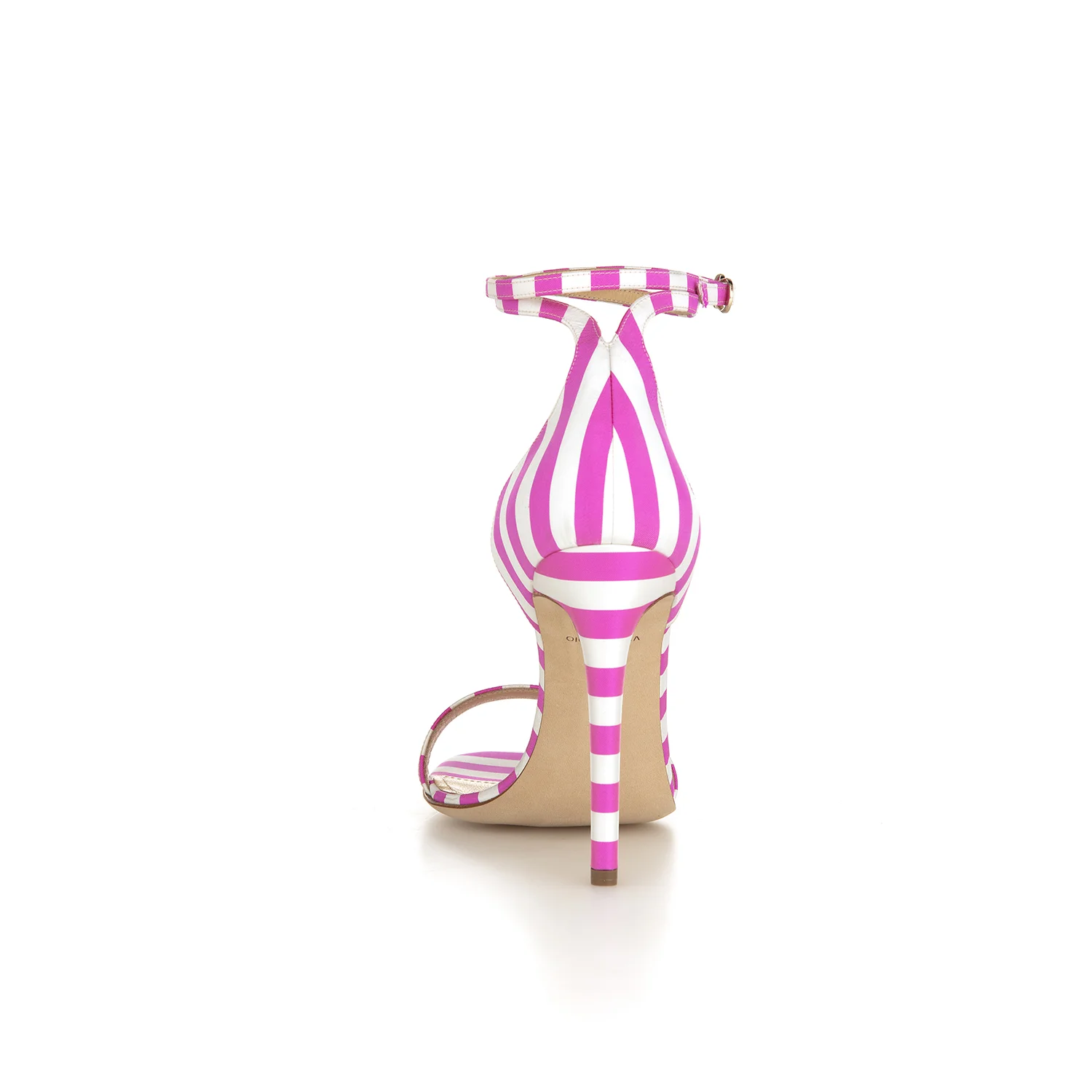 NARCISSUS CANDY STRIPE PINK IVORY SATIN SANDAL - CHLOE GOSSELIN