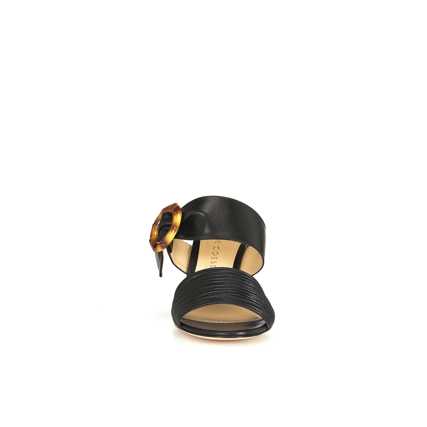FIONA BLACK LEATHER STRAPPY MID HEEL SANDAL - CHLOE GOSSELIN