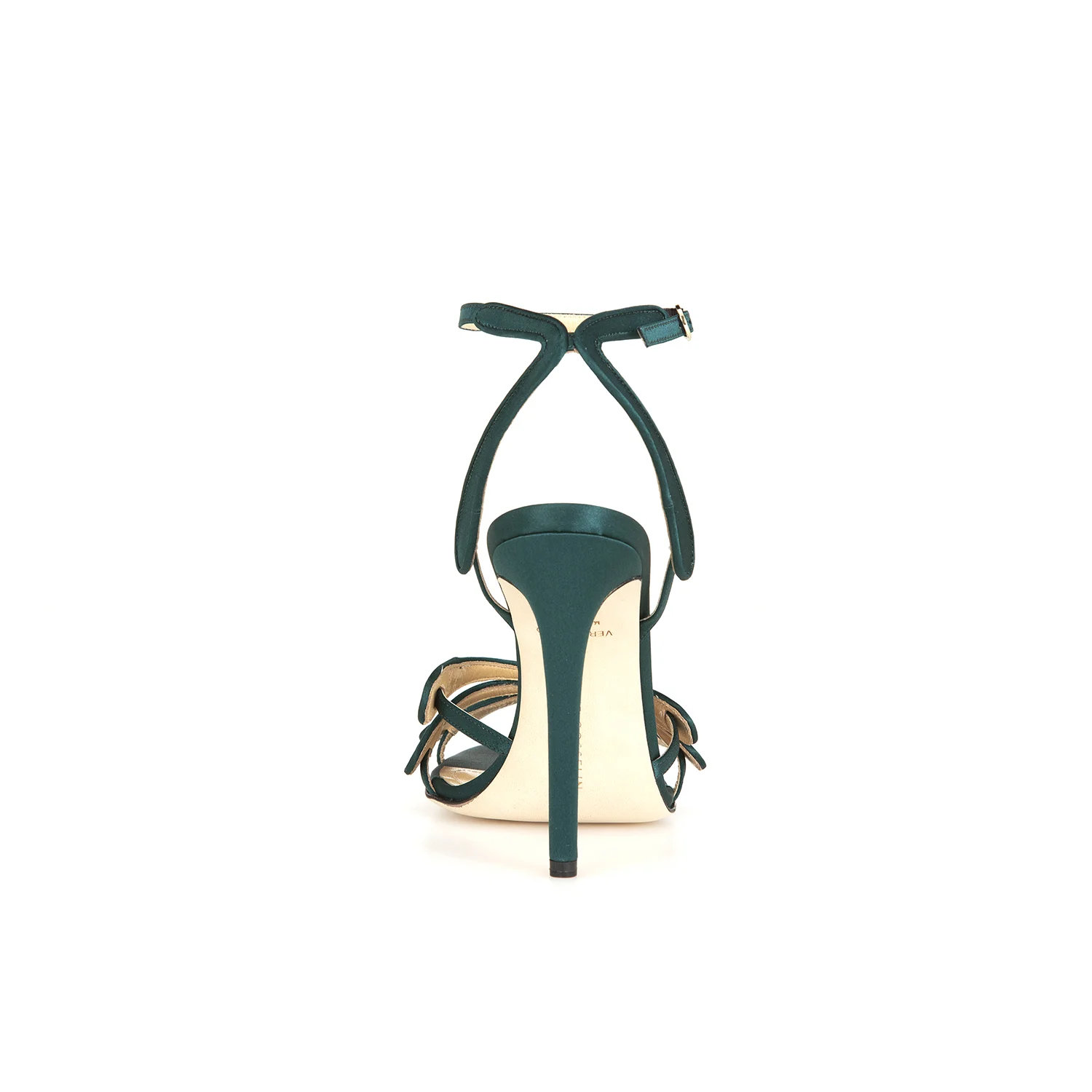 CLARA STRAPPY SANDAL EMERALD GREEN CREPE SATIN - CHLOE GOSSELIN