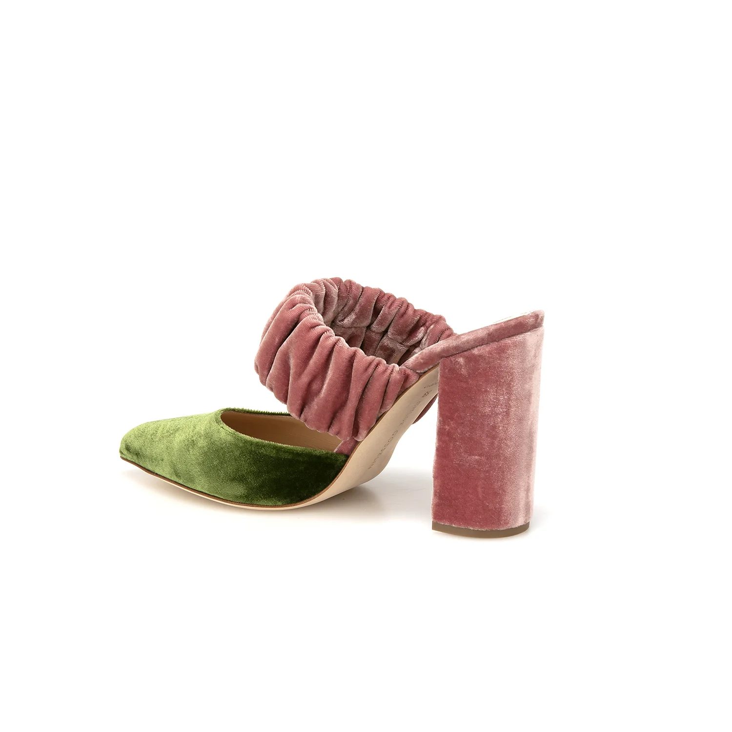 'KIERA' - PINK MOSS VELVET MULE CHLOE GOSSELIN