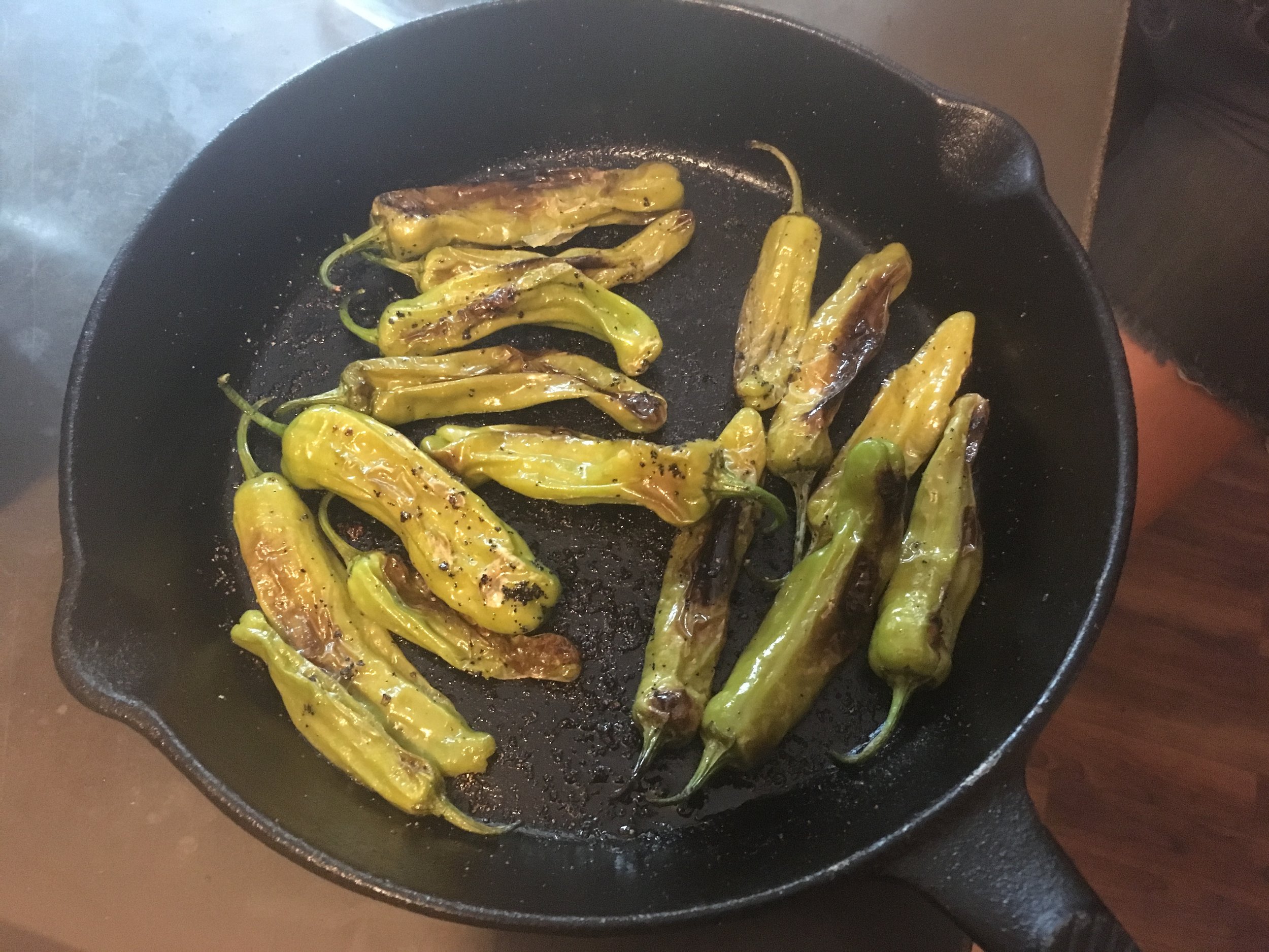 Finished shishitos