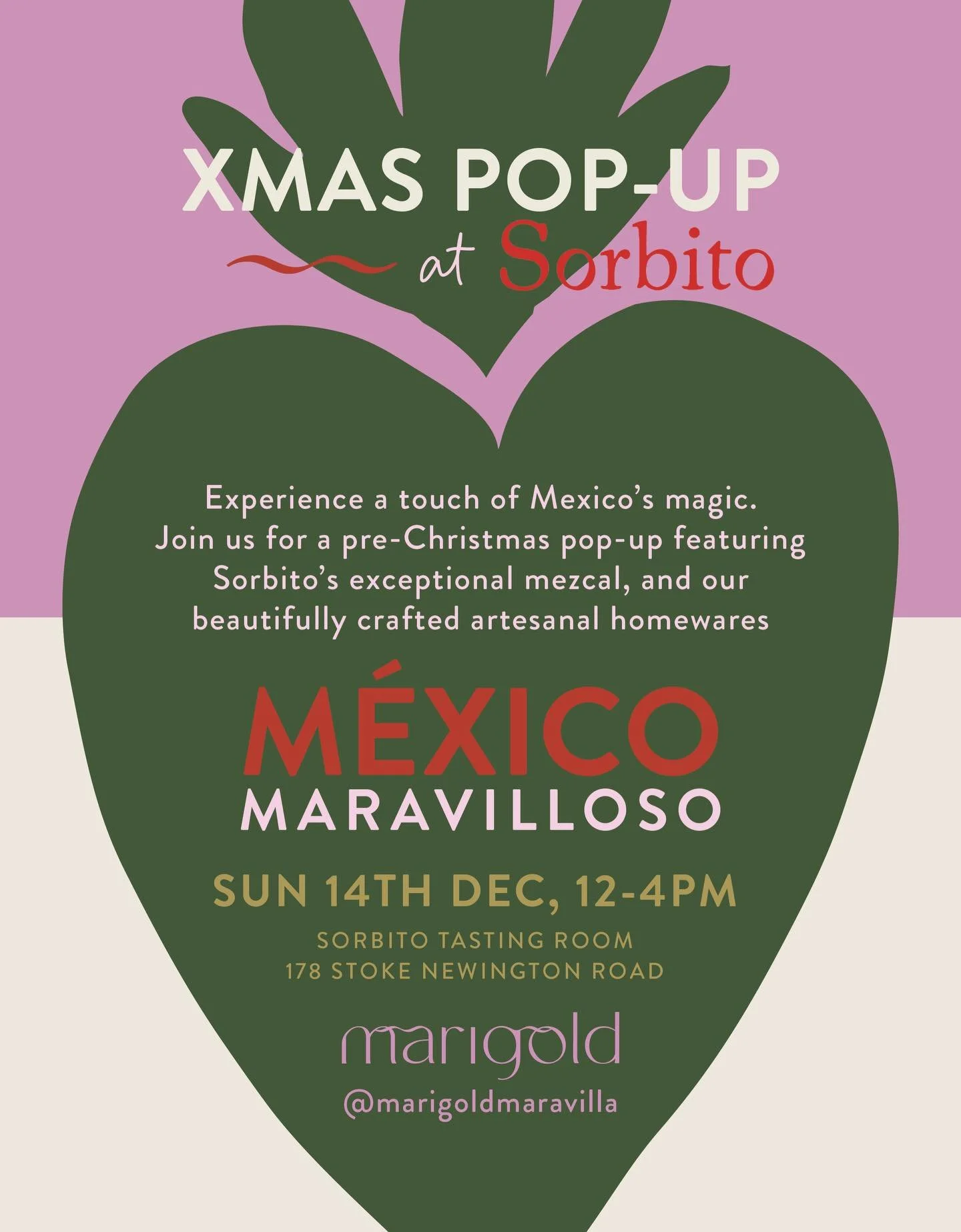 We are doing another pop-up! @domwenninger This time a festive one at the very excellent @sorbito_mezcal ⚡️

Join us for a taste of magical mezcal and some artesenal Xmas shopping 🌲&hearts;️

Sunday 14th Dec, 12-4pm 
@ Sorbito, 178 Stoke Newington R