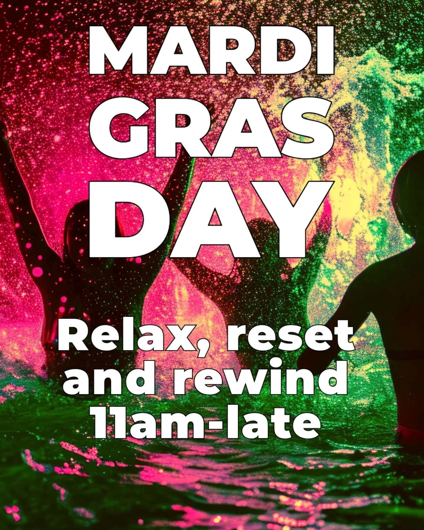 Mardi Gras Day we open the pool early for members to come wind down and reset after the morning parades and do some last minute sinning before Wednesday. 

Or just come get out of the sinning outside and relax in the sanctuary that the Prive is. 

Me