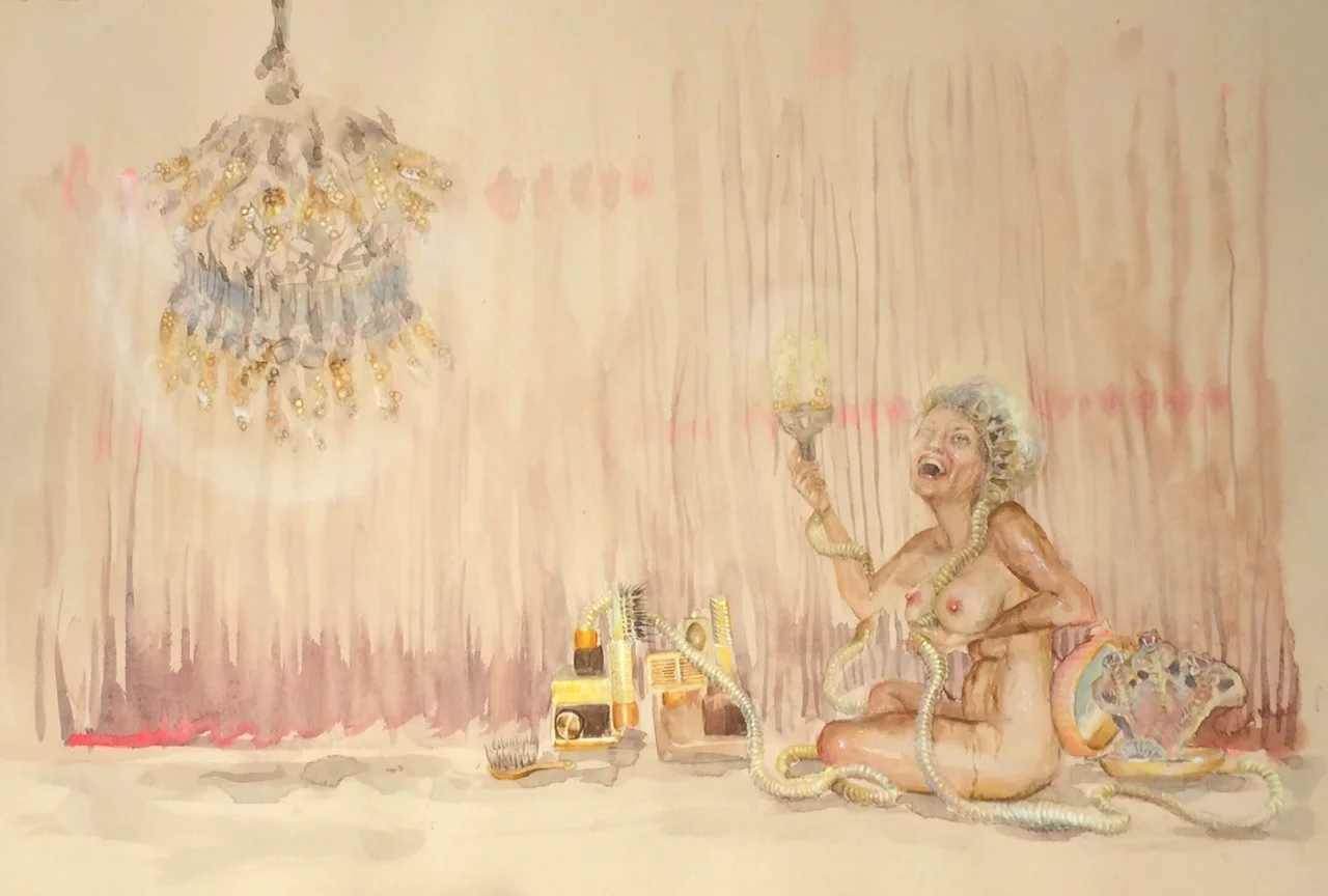 'Lit', 22%22x15%22, water color, graphite and gouache on paper, 2015.jpg