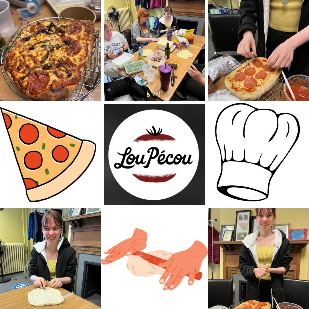 Last night, we learned how to make our own homemade pizza!! Thanks to Lou p&eacute;cou and their amazing donations of dough, sauce, toppings and all things pizza, our members learned how to make their own personal size pizza at home. With different t