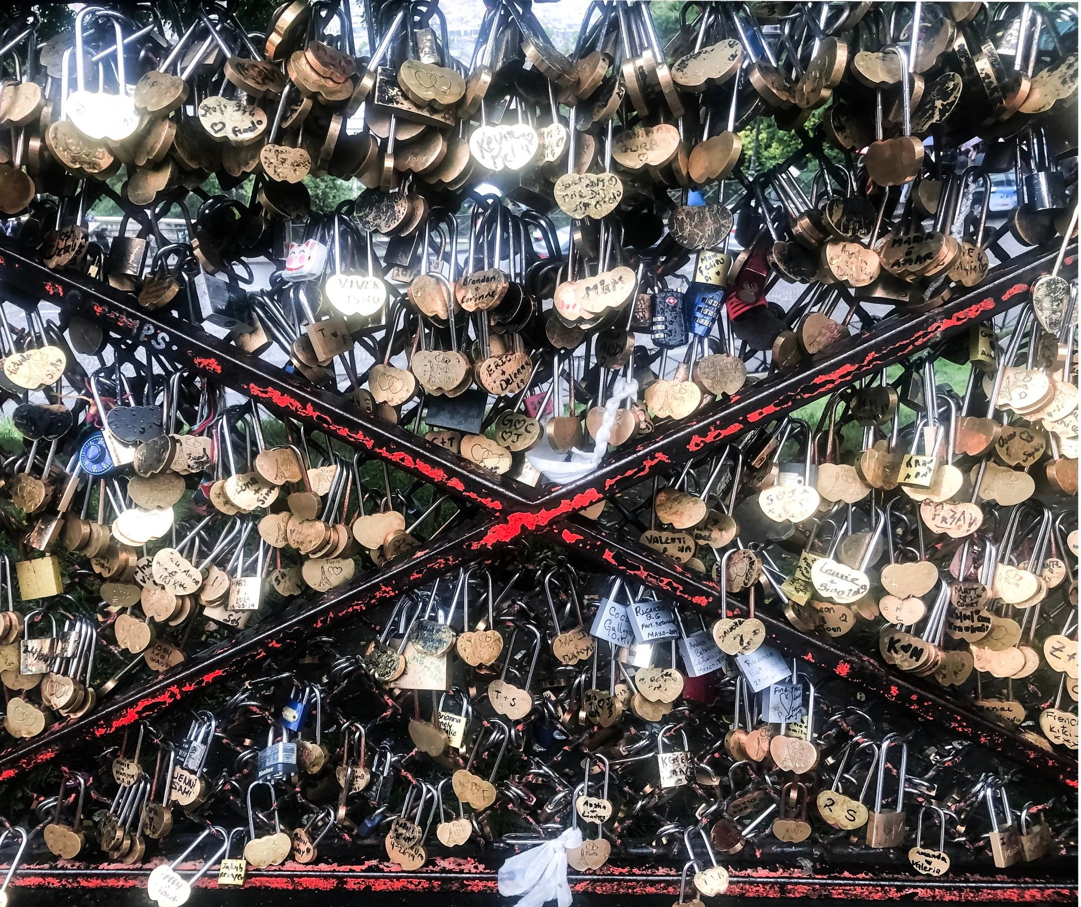 Love Locks - Taken while I was at Sacre Coeure,,The Basilica of the Sacred Heart of Paris, in Paris, France.