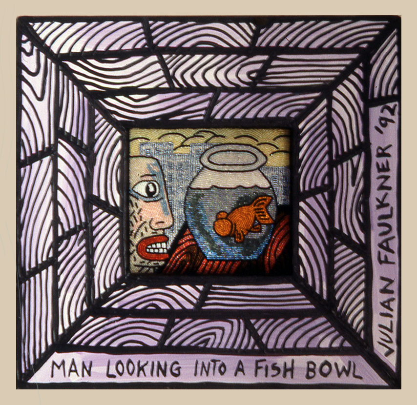 Man Looking into a Fish Bowl