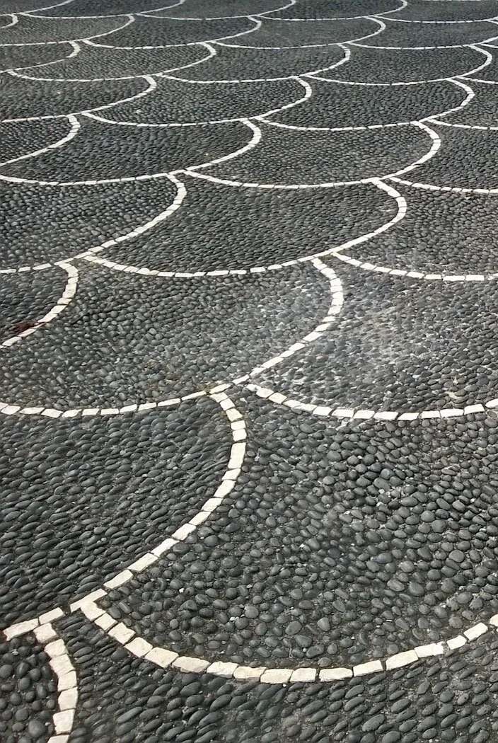 Volcanic sidewalk paving