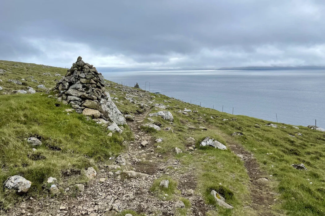 Cairns mark the hiking trail