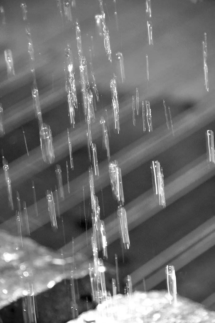 Black and White suspended water drops