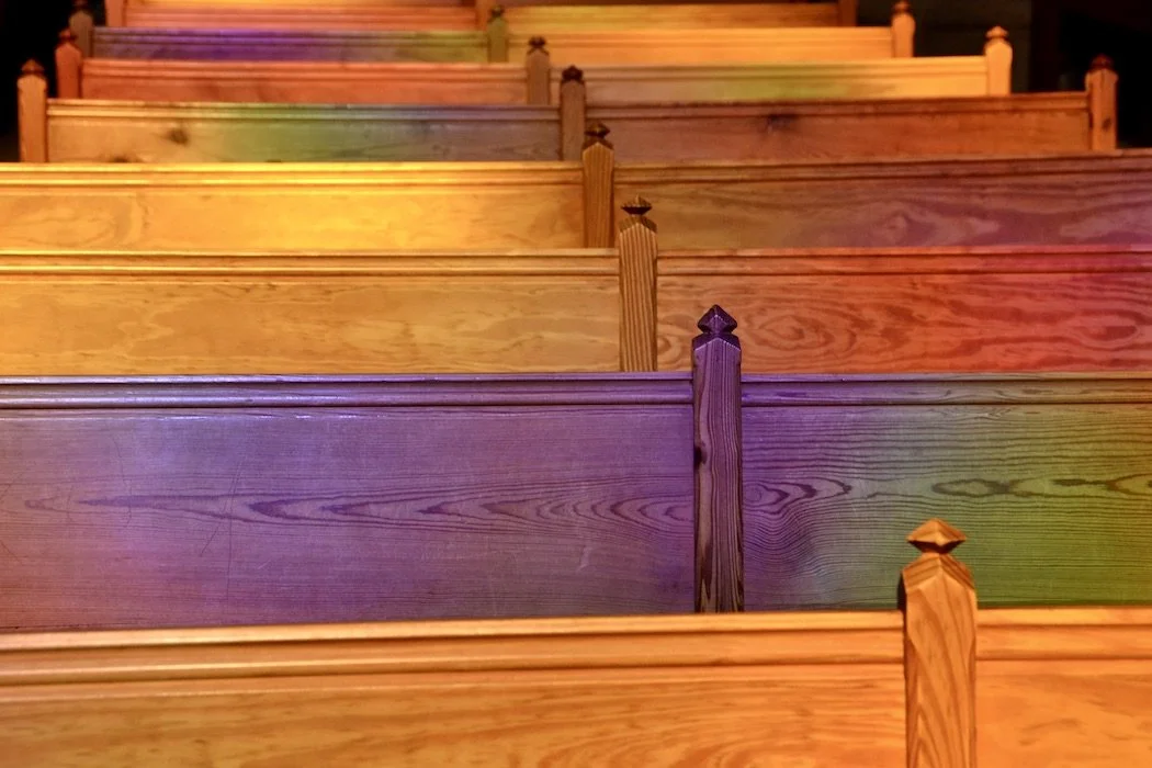 Patterns church pews Palma de Mallorca Spain