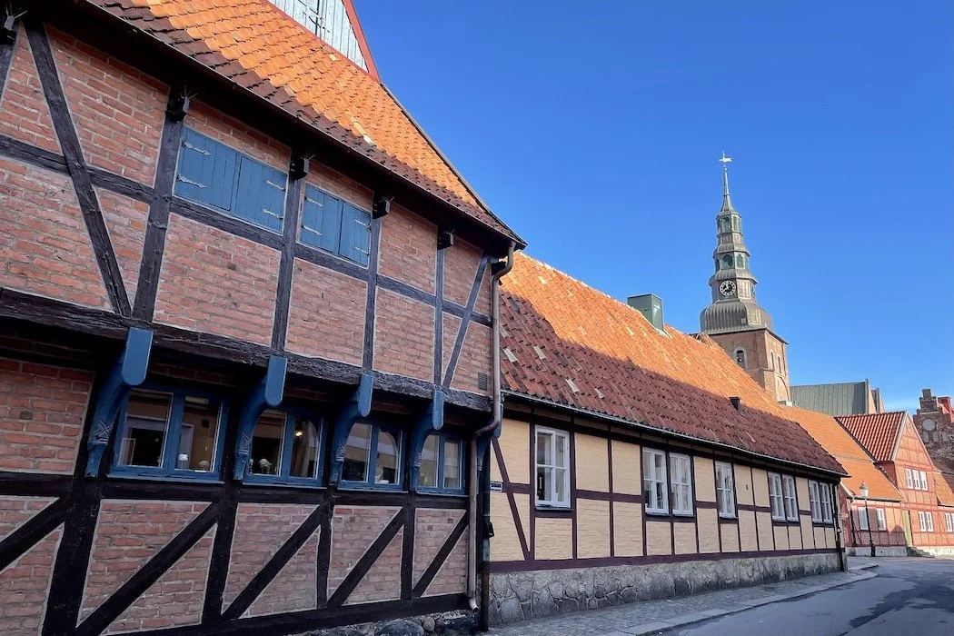 Medieval buildings with St. Mary's Church