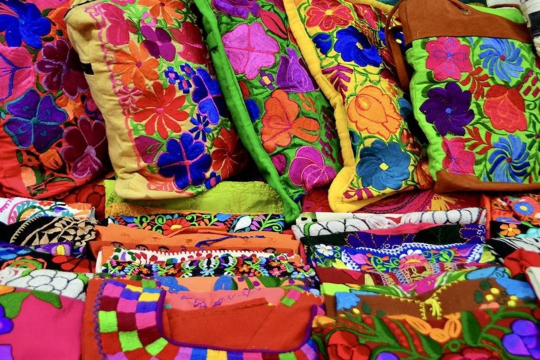 Colourful Mexican market textiles