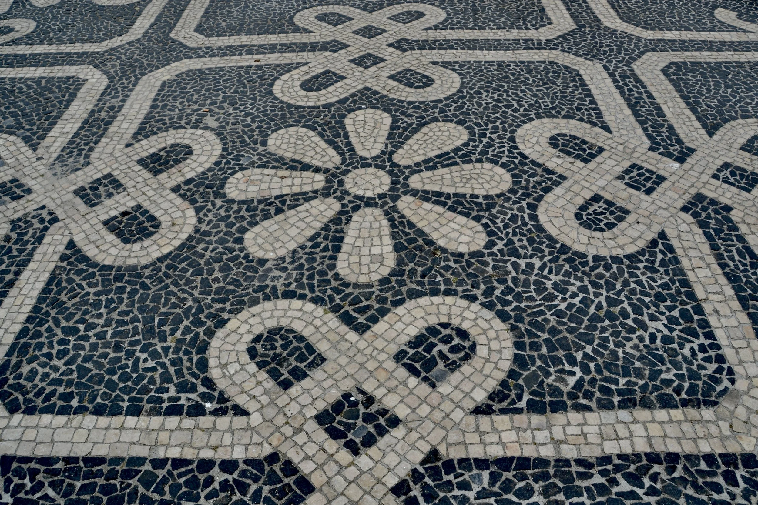 Patterns volcanic stone sidewalk Funchal Madeira