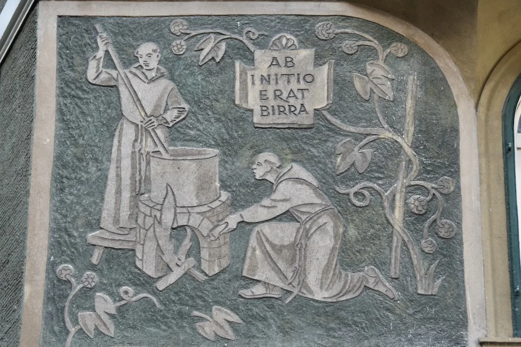 Medieval mural of beer making