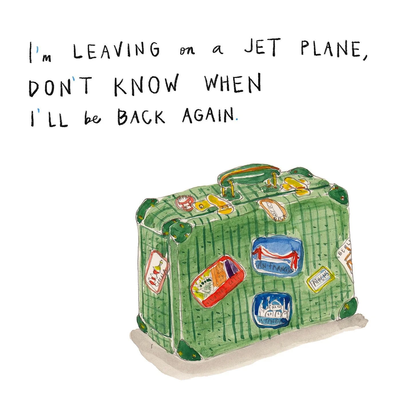 I do know when I will be back, but I could not resist one of my favorite songs, John Denver&rsquo;s Leaving on a Jet Plane. 

It has been a few unusual months, busy in every way. I look forward to a little rest and a lot of food in my home country. I