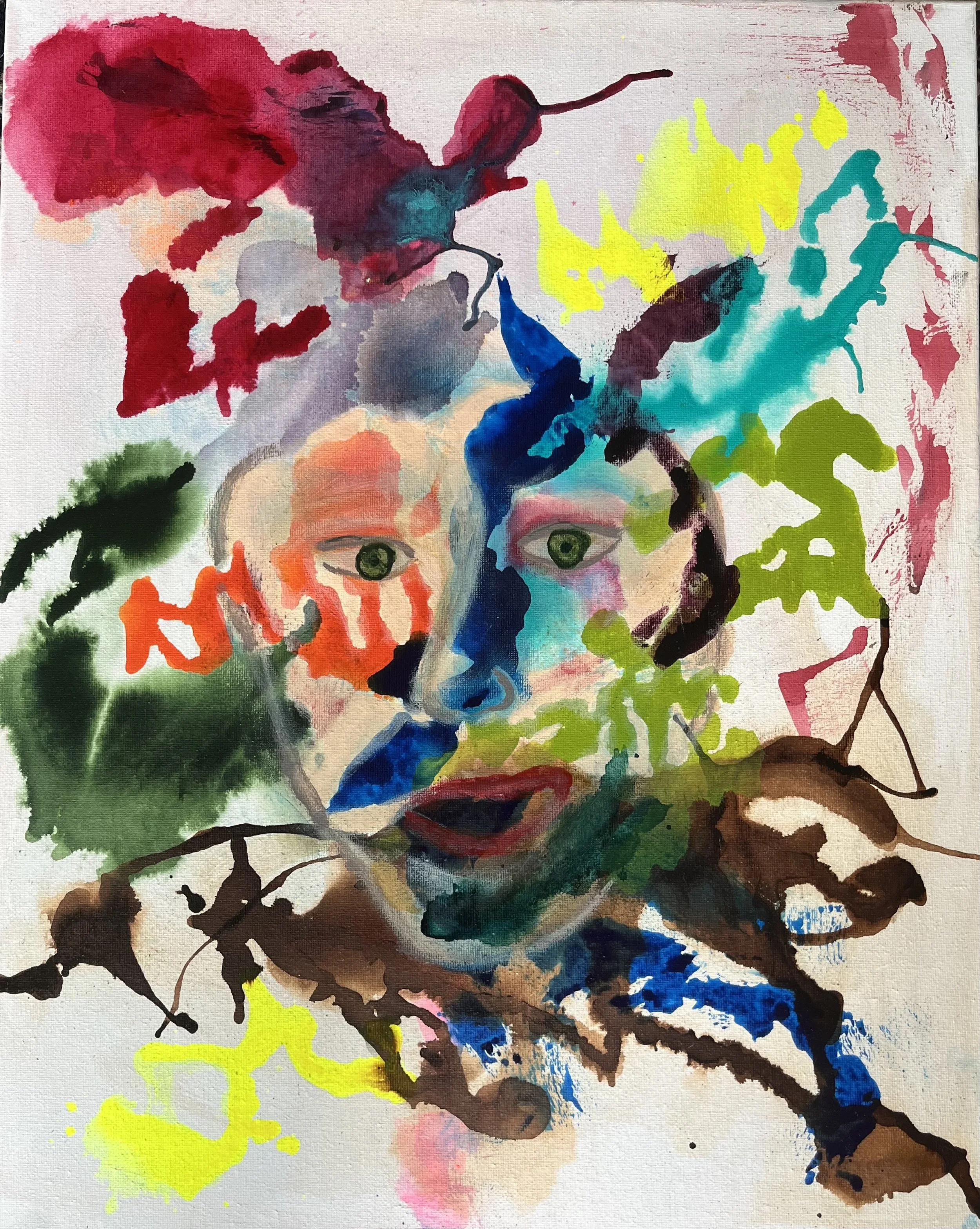 !6" x 20" This one of a kind acrylic and ink painting $380