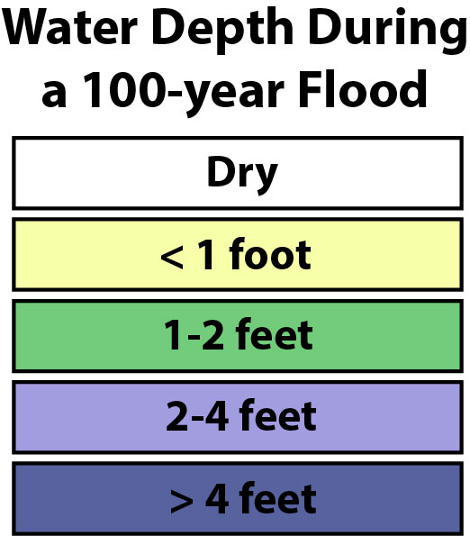 Legend, water depth during Hurricane Sandy