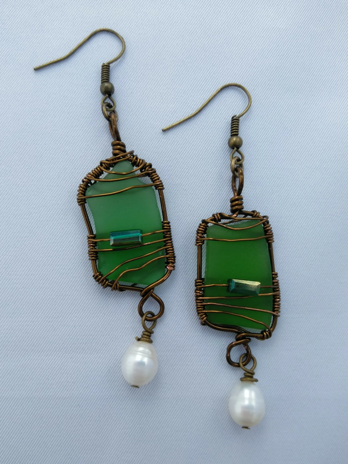 "Claritey" Green Seaglass Earrings- Redemption Collection
