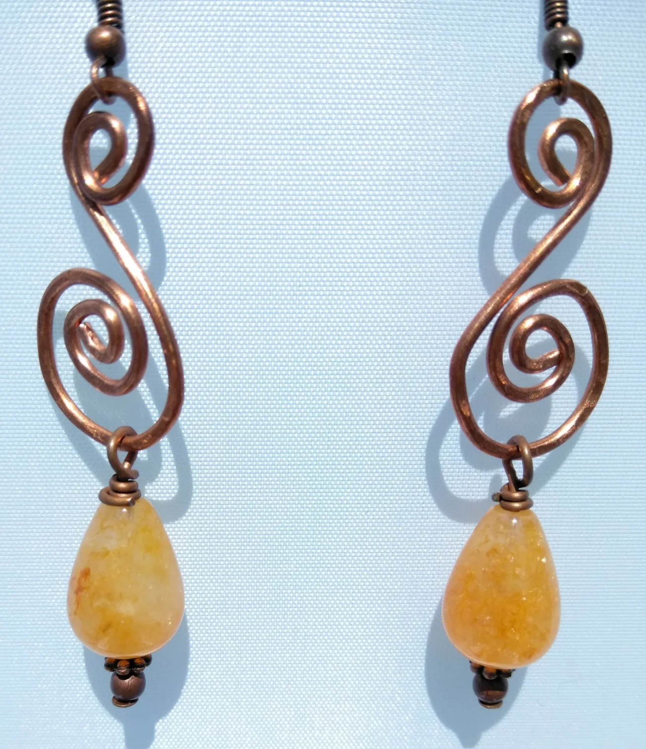 "Ellayanna" Copper and Carnelian Earrings - Graceful Curves Collection