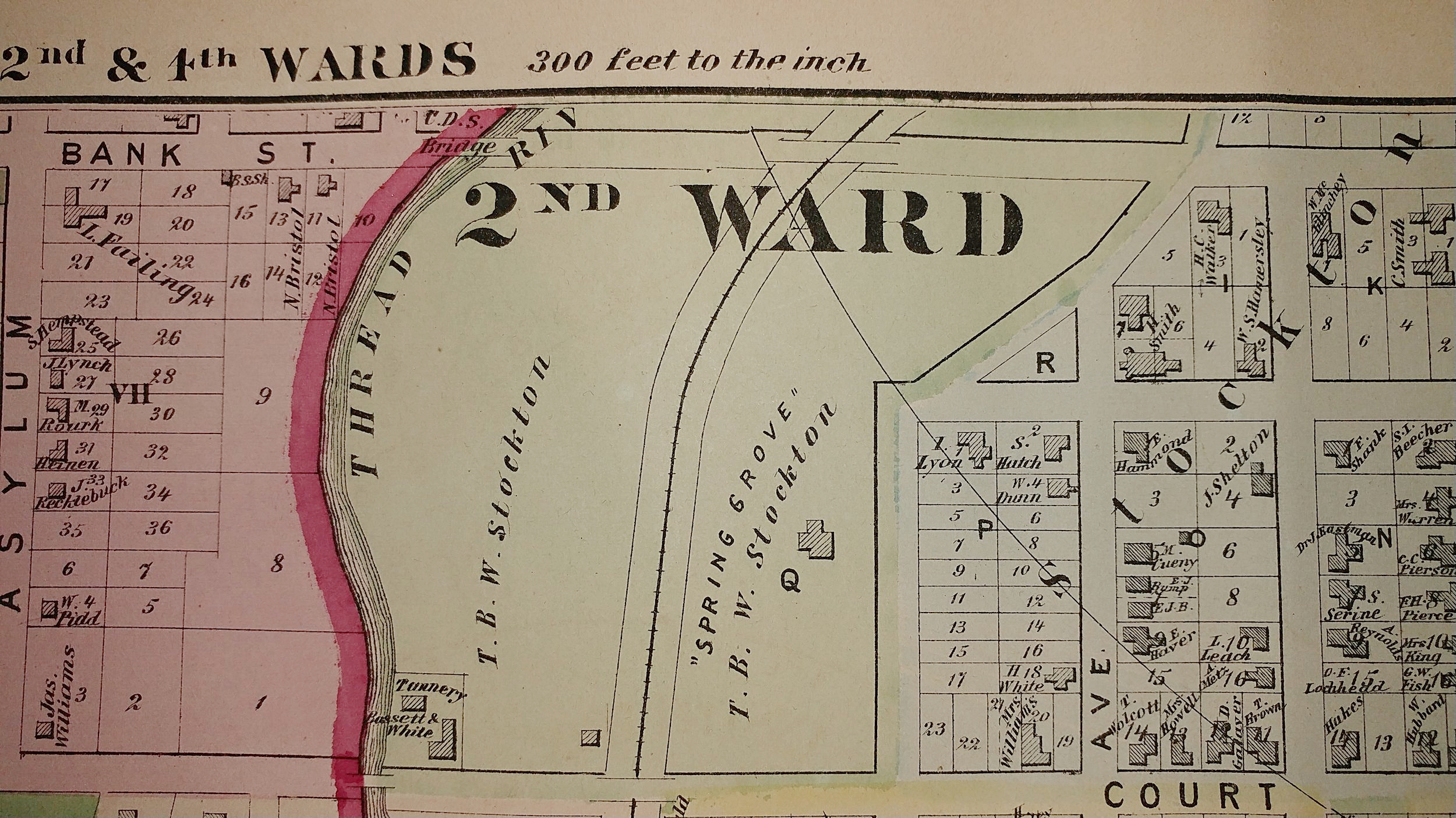1873 Atlas of Genesee County by F. W. Beers showing the Stockton's Pleasure Grounds