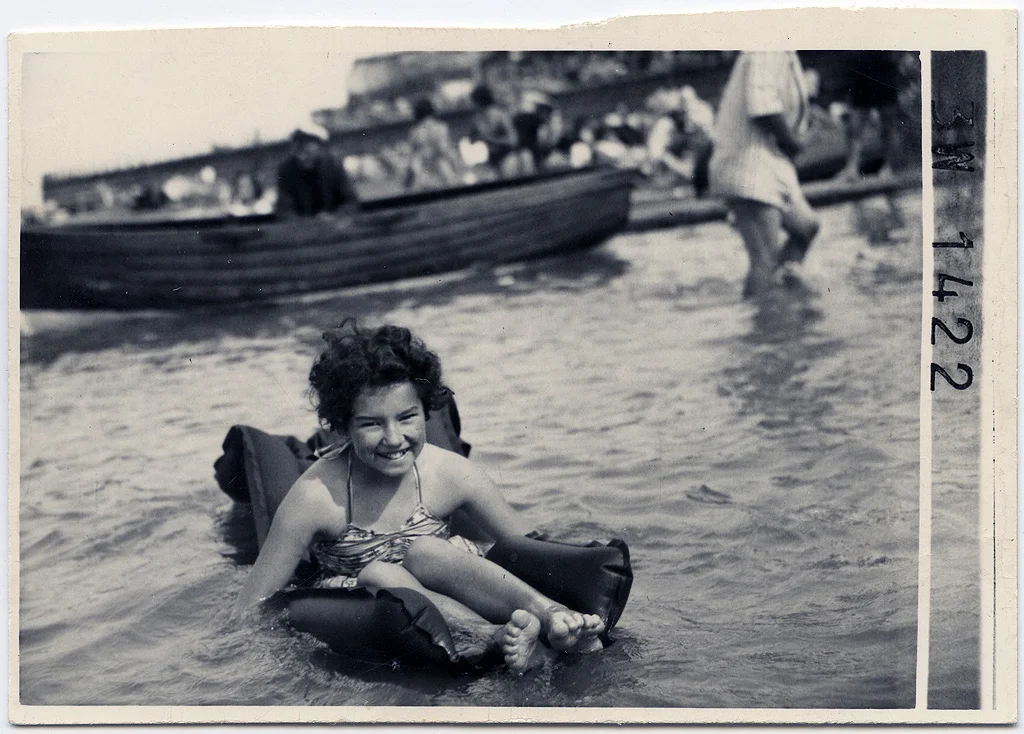 Marian Arthrell at Walpole Bay, Cliftonville, Margate 1958. ©Marian Marshall