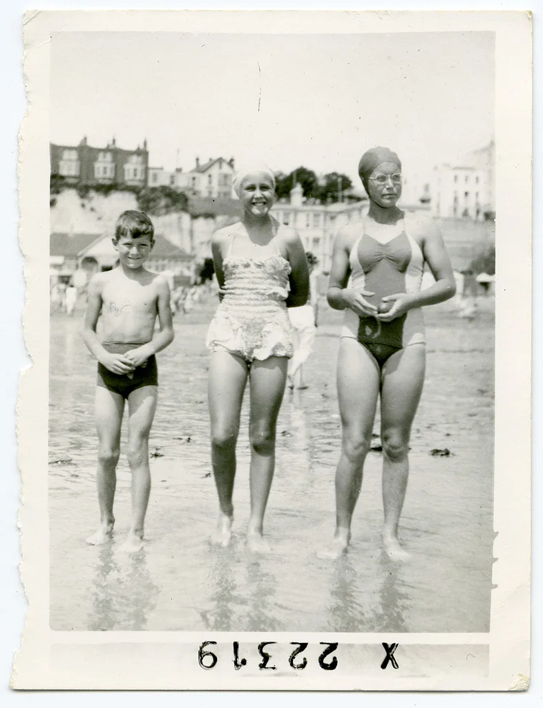 Dick Stafford, Pamela Stafford and Marian Shaw (maiden name Stafford). Taken at Broadstairs beach. ©Pamela Stafford